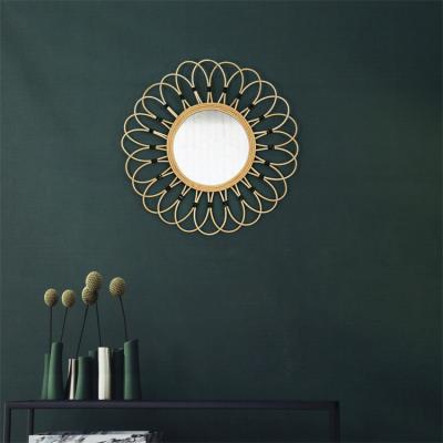 China 100% Handmade mirror round antique decorative living room furniture handmade wood rattan  home mirror decor wall for sale