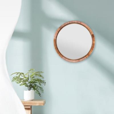 China 100% Handmade Top selling mirror round decorative living room furniture handmade  bamboo rattan home mirror decor wall for sale