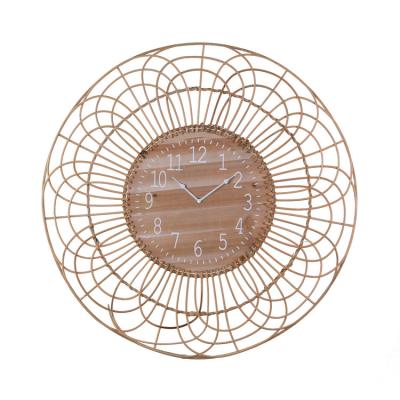 China Antique Style Hot Selling round  Roman Numerals Farmhouse  Big decorative  antique  rattan bamboo  woven Wall Clock for sale