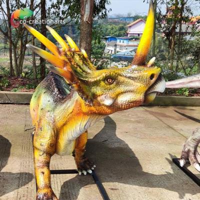 China Dinosaurier-Statuen Styracosaurus-Modell des Fiberglas-110VAC Animatronic lebensgroßes zu verkaufen