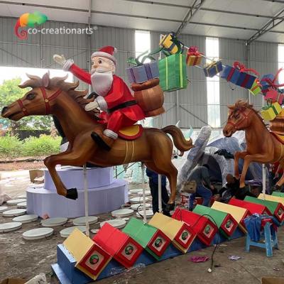 China De Lantaarn van Santa Horse Resin Gift Box Zigong van de Kerstmisdecoratie voor Pretpark Te koop