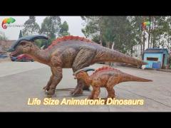 theme park life size animatronic dinosaur parasaurolophus realistic dinosaur model for amusement par