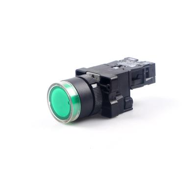 China HUAWU 220v plastic green illuminated led push button switch XB2-EW3361 NO momentary led push button switch for sale