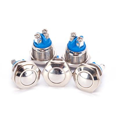 China Stainless Steel 12mm Metal Mechanical Flat Power Switches Stainless Steel Momentary Push Button for sale