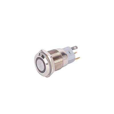 China SPST Power Symbol Terminal 5 Pin Metal 19mm Ring Momentary Ring Illuminated Welding Push Button Switch for sale