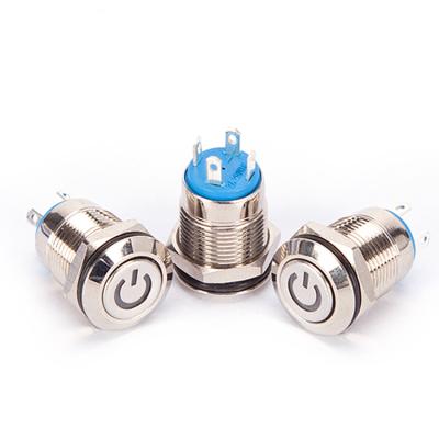 China 12MM Head Latching Switch Stainless Steel Flat Leg Electric Welding Switch Aluminum Metal High Knob High Head Small for sale