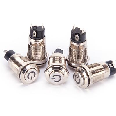 China High quality economical 12mm stainless steel metal waterproof push button switch for sale