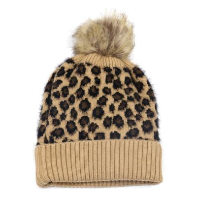 China COMMON Harajuku leopard print knitted hat women's fashion autumn and winter new leopard stitch thickened ear protection wool hat for sale