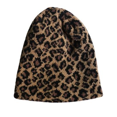 China Baotou men's and women's wool hat autumn and winter fashionable leopard print casual knitted outdoor cold-proof warm hat for sale