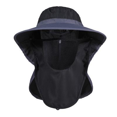 China Men's Formal Summer Brim Outdoor Breathable UPF Wide Brim Hat Mesh Safari Cap Cowboy Bucket Hats 50 Sun for sale