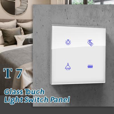 China Wireless Mobile Control Tuya Zigbee Smart Switch Touch Screen Bule Light For Hotels Villa for sale