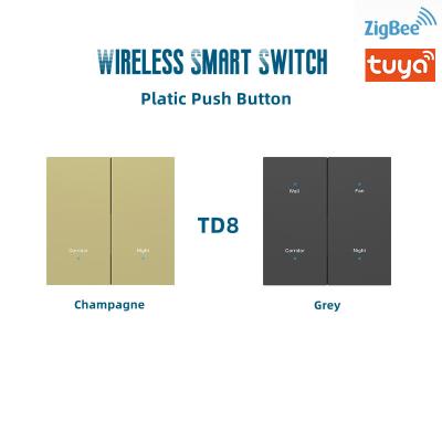 China Tuya Zigbee 3.0 Smart Wireless Switch Two Key Switch 86mmx86mm for sale