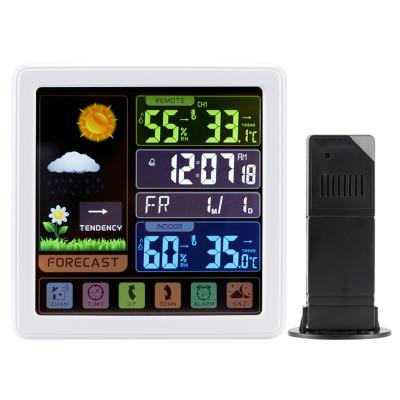 China Portable indoor and outdoor home wireless LCD display clock home and indoor weather station display with sensor stations for sale for sale