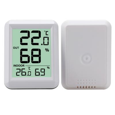 China Indoor and outdoor weather station monitoring test humidity measurement smart clock with and meter LCD display temperature humidity high electronic waterproof hygrometer for sale