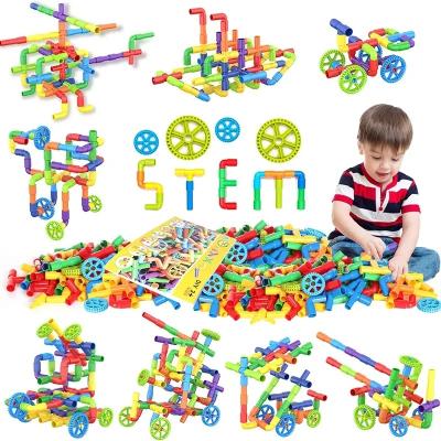 China Kids (4-12 Years Old) DIY 100 PCs Pipe Hundreds of Shapes Building Block Bricks 3D Kids Assemble and Insert Toys with Educational Blocks for Kids for sale