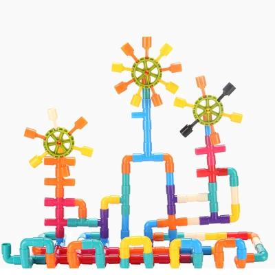 China Kids Construction 100PCS Water Pipe (4-12 Years Old) Building Block Toys For Children DIY Plastic Pipe Assembling Tunnel Blocks Toys Gifts for sale