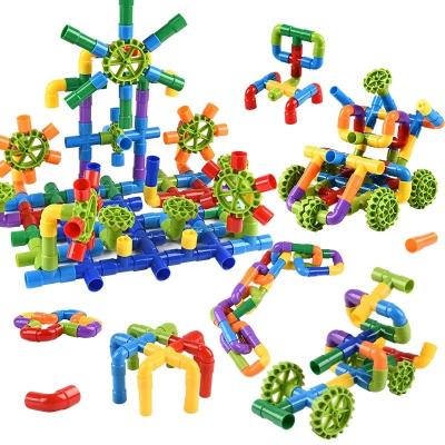 China Children (4-12 years old) 2023 custom children's educational plastic puzzle DIY water pipe building block toy for sale