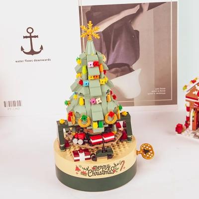 China Merry Christmas Lighting Tree Music/Voice Building Block Creative Christmas Santa Claus Gifts Children Kids Decoration Brick Music Boxes for sale