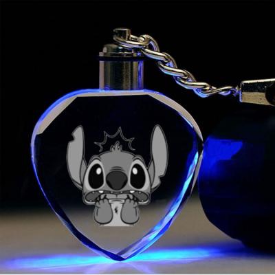 China Crystal Transparent crystal light key chain love shape stitch gift key chain for sale