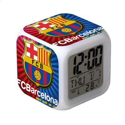 China Class Popular Football Team Logo Alarm Clock Led Night Light Room Decoration Alarm Clock for sale