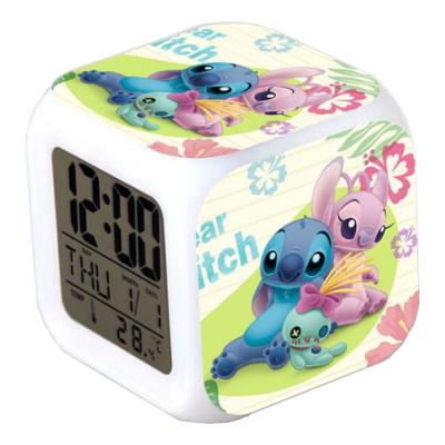 China Classy Star Wonderful Baby Lilo and Stitch Desk Borderless Frameless Interesting Alarm Clock Gift Decoration Clock for sale