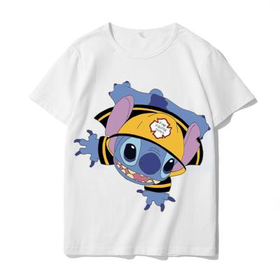 China Breathable Hot Selling Cute Cartoon T-shirt Dot Printed Children Round Neck T-shirt for sale