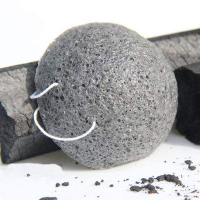 China Eco-friendly / biodegradable 100% natural konjac face sponge with activated bamboo charcoal for sale