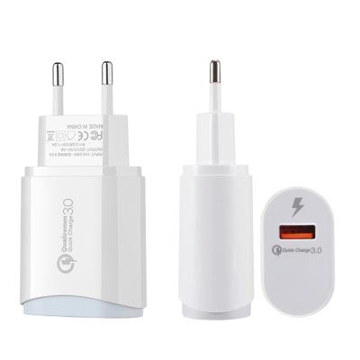 China 18W Phone QC 3.0 5V 3A One Ports USB Fast Mobile Phone Wall Charger Adapter for sale