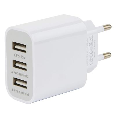 China Portable Mobile Phone Supplier 3 USB Wall Charger EU Plug Mobile Phone Travel Charger Adapter for sale