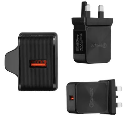 China 5V 3A Mobile Phone Wall QC3.0 Super Fast Charger Adapter For Mobile Phone Plug Travel Charger UK Black for sale