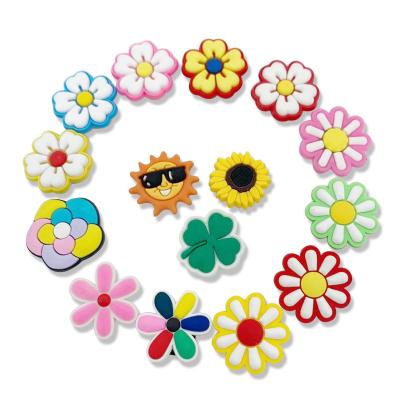 China Anime Ready Stock PVC Sun Patter Charms Famous Custom Shoe Rose Flower Design Shoe Luxury Decoration For Kid for sale