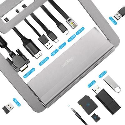 China USB3.0 5Gbps High Speed ​​Multifunction 12 in 1 Universal Laptop USB3.0 Support USB-C Adapter Hub Holder with USB 2.0 VGA RJ45 SD for sale