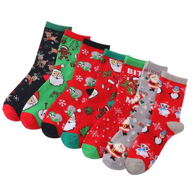 China New Arrival Cartoon Breathable Jacquard Thick Warm Fuzzy Cotton Christmas Socks for sale