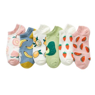 China Wholesale Breathable Soft Colorful Fruit Pattern Knit Comfortable Dress Women Short Socks for sale