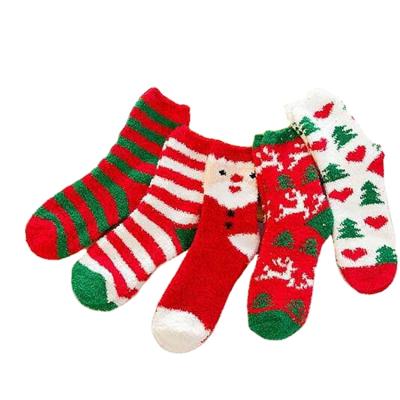 China Custom Made Indoor Warm Thick Soft Fleece Women's Softness Factory Christmas Fluffy Socks for sale