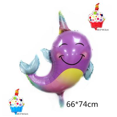 China Gift Toy New Arrival Sea Animal Series Purple Whale Foil Balloons For Ocean Theme Party Ornament for sale