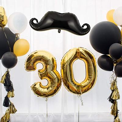 China Toy Wholesale Large Promotional Foil Shape Balloon Movie Beard Shape Mini Foil Mustache Baloons Toy Wholesale Large Fathers Day Party Decoration Foil Balloons Black for sale