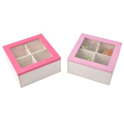 China Eco-friendly Painted Wooden Desk Organizer Tea Storage Box Painted Desk Organizer Storage MDF Wooden Box for sale