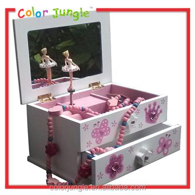 China Music Box Ballerina Music Box With Glitter Printing High Quality Wooden Musical Jewelry Box for sale