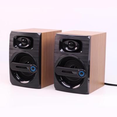 China Best Sound Quality 2.0 PORTABLE Mini Speaker Table PC Wooden Desktop Speaker OEM LOGO for sale