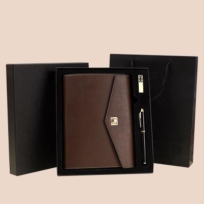 China A5 non-profit organizations artificial leather business notebook set loose-leaf notebook set soft leather books can be printed with logos for sale