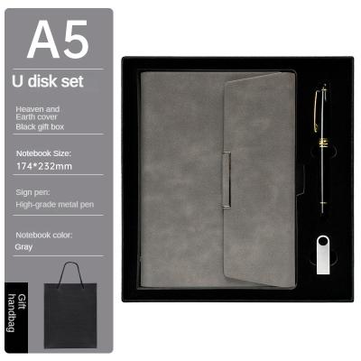 China Luxury Business Notebook Gift Box Loose Leaf Set Can Print Logo High End Notepad With USB Flash Drive And Pen for sale