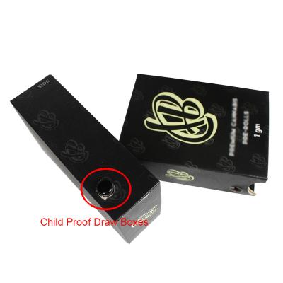 China Recycled Materials Customized Rolling Papers Cones Hemp Blunt Paper Envelopes Size All Custom Child Proof Draw Boxes Packaging Box for sale