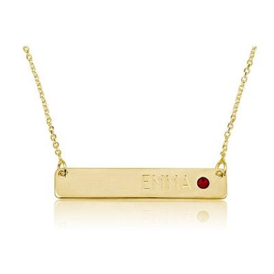 China Wholesale Fashion Stainless Steel Bar Name 18k Pendant Gold Plated Birthstone Personalized Custom Any Name Necklace for sale