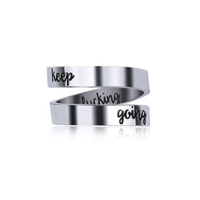 China Wholesale Jewelry Motivational Gift Encouragement Stainless Steel Friend Stainless Steel Personalized Custom Engraved Ring for sale