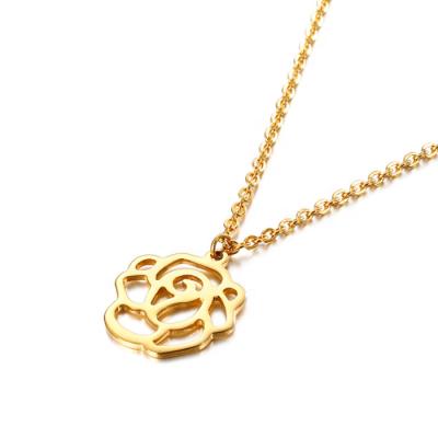 China Fashion Women's New Style 18k Gold Stainless Steel Rose Flower Clavicle Chain Necklace for sale