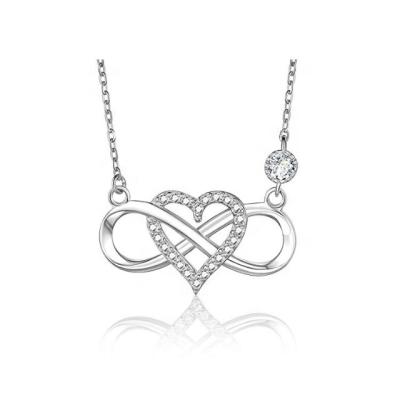 China Trendy Romantic Infinity Love Necklace With Zircon Diamond Stainless Steel Heart Necklace for sale