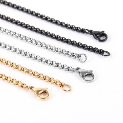 China Environmental Friendly Wholesale Men Women Personalized Custom Gold Plated Stainless Steel Square Pearl Black Silver Neck Chain for sale