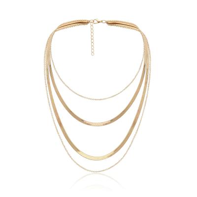 China FASHIONABLE Wholesale Women Stainless Steel Snake Chain And Multilayer O Shape Chain Necklace for sale