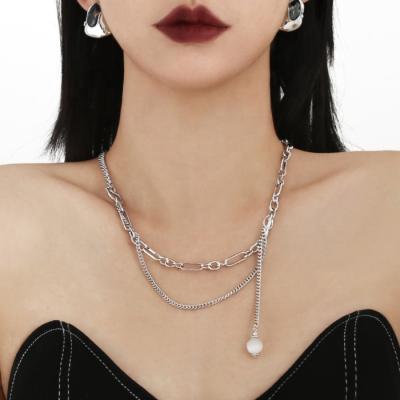 China New Fashion Chain Necklace Desgin Women Shape Opal Pendant Clavicle Neck Chain Delicate Simple for sale